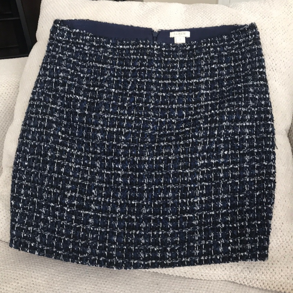JCREW navy tweed skirt size 2